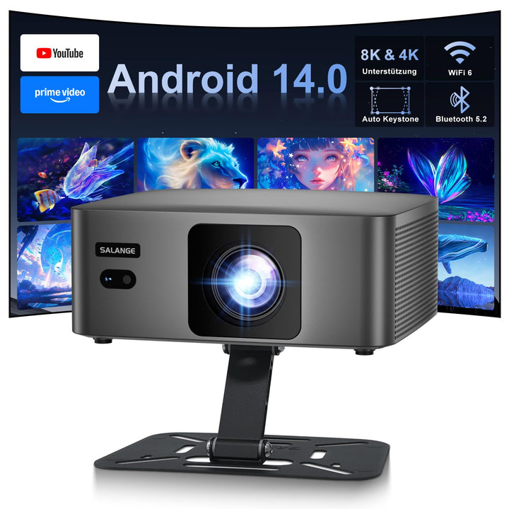 ZDSSY Mini Beamer 8K Unterstützt Native 1080P Smart Projektor Android 14,Tragbarer mit WiFi 6 BT 5.2