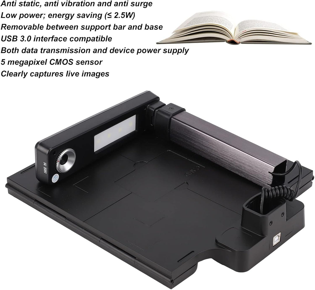 VBESTLIFE Dokumentenkamera, Buchscanner Overhead-Scanner HD 5MP Tragbare USB-Doc-Cam, A4-Fanggrösse