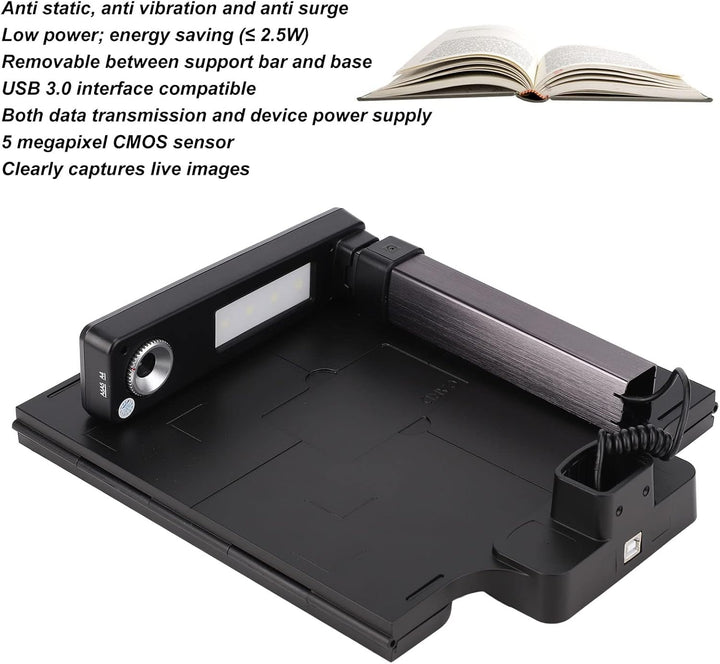 VBESTLIFE Dokumentenkamera, Buchscanner Overhead-Scanner HD 5MP Tragbare USB-Doc-Cam, A4-Fanggrösse