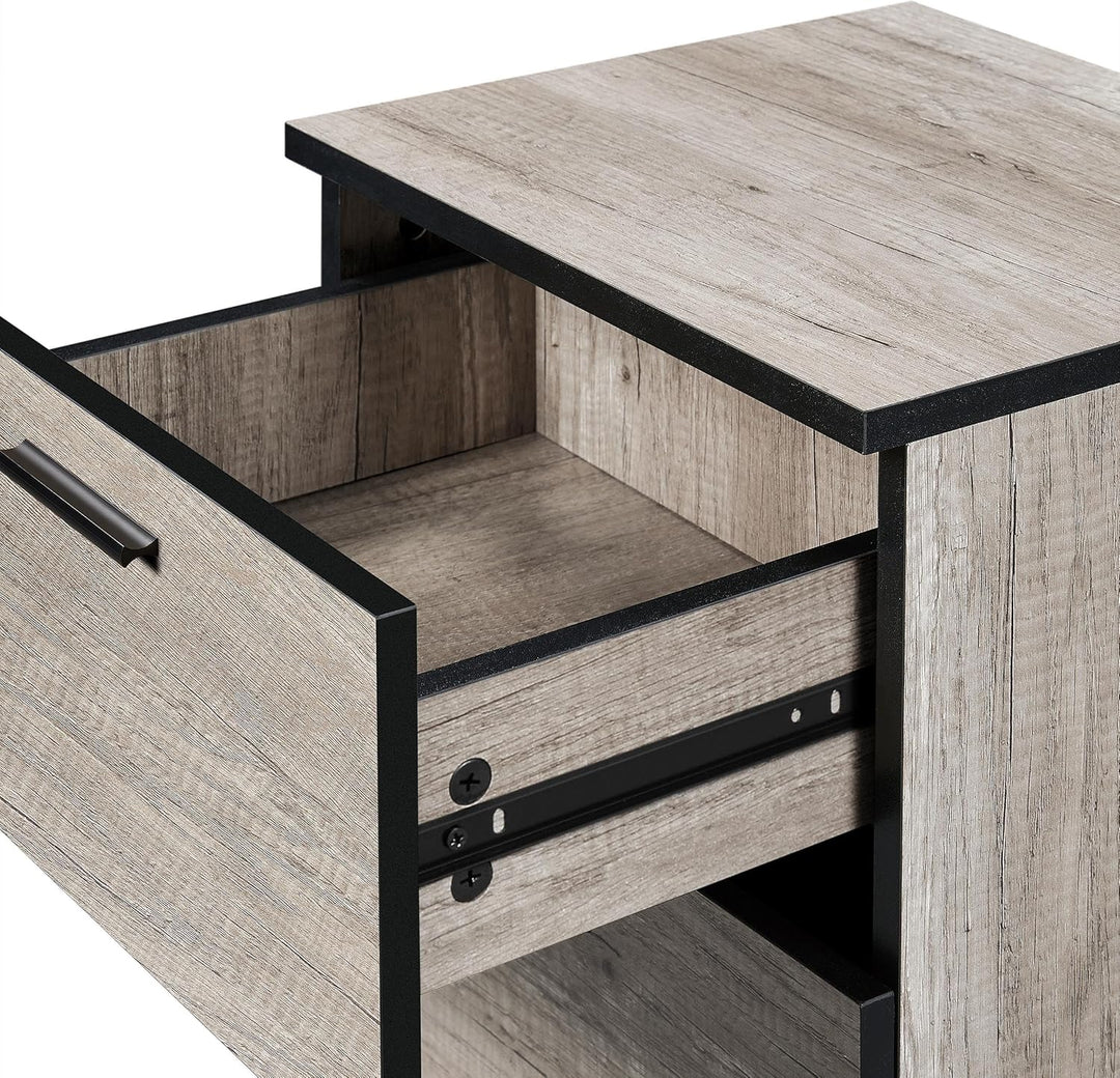 Yaheetech 2 x Nachttisch Nachtschrank Nachtkommode 3 Schubladen 60cm hoch Schubladenschrank Beistell