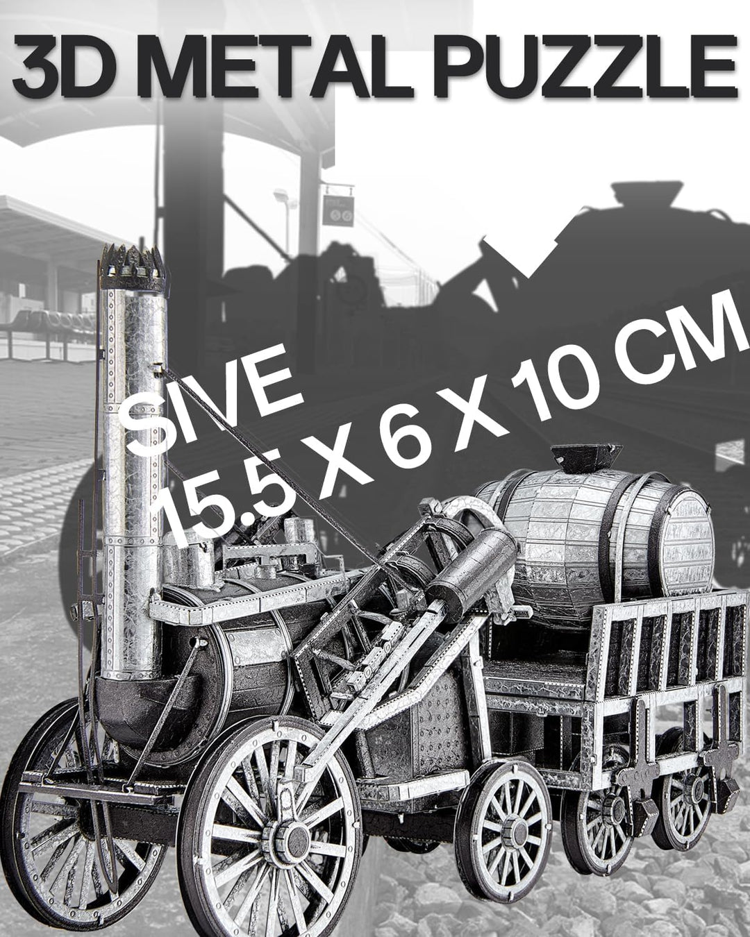 Piececool 3D Puzzle Metall Raketendampflokomotive, Klassischer Transport Handwerk Modellbausätze Ede