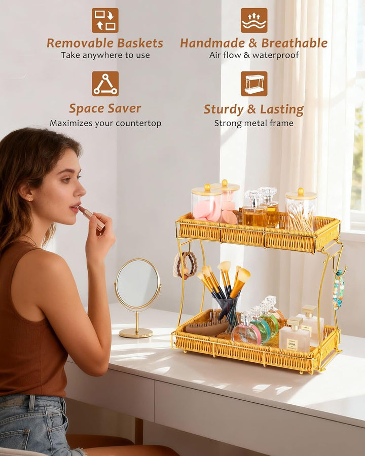 REFLYING Abnehmbarer Badezimmer Organizer, Skincare Parfüm Organizer, Küchen Organizer, Gewürzregal,