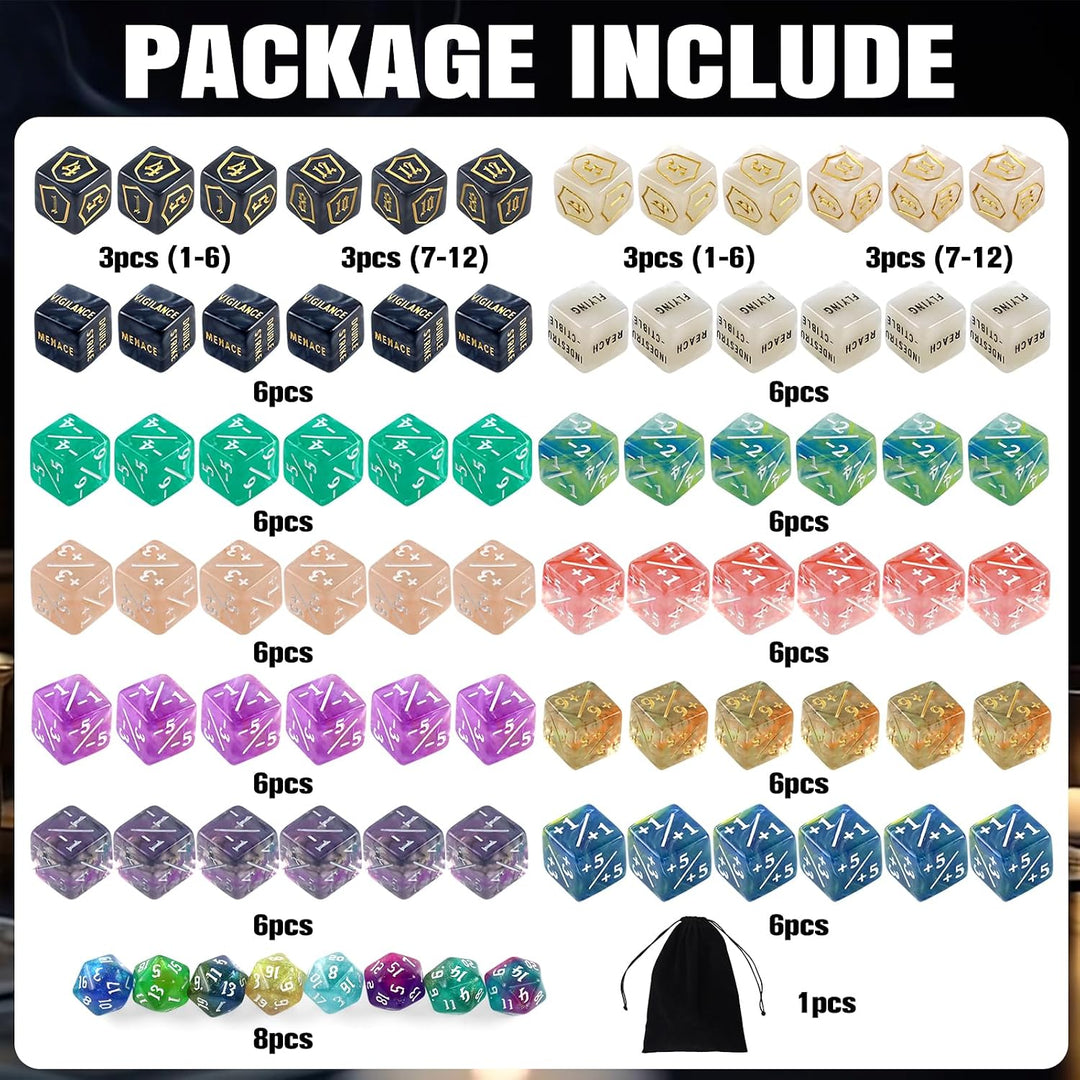 80 Stück MTG Würfelzähler Set, D6 D20 Dice, MTG-Commander Würfel-Set | AbilityKeyword Zähler, Schild