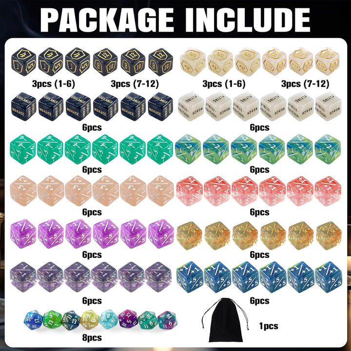 80 Stück MTG Würfelzähler Set, D6 D20 Dice, MTG-Commander Würfel-Set | AbilityKeyword Zähler, Schild
