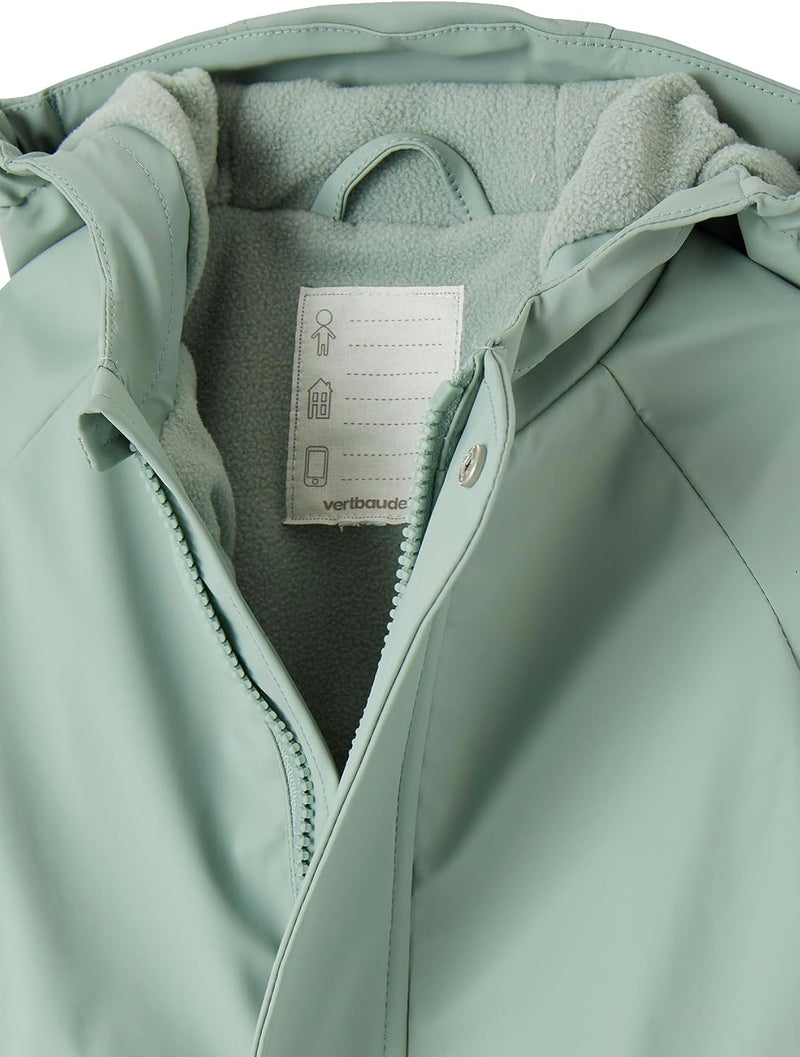 Vertbaudet Baby Regen-Overall mit Fleecefutter und Kapuze, Recycling-Polyester Salbeigrün 68, Salbei