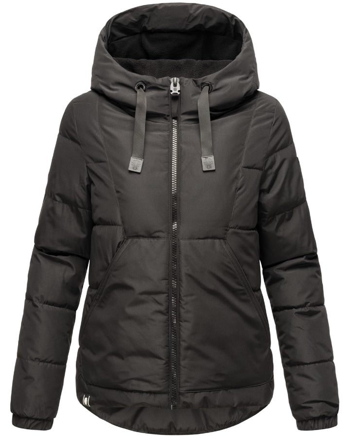 Navahoo Damen Winterjacke Steppjacke warm mit Kapuze Eisbällchen XS-XXL S Schwarz, S Schwarz