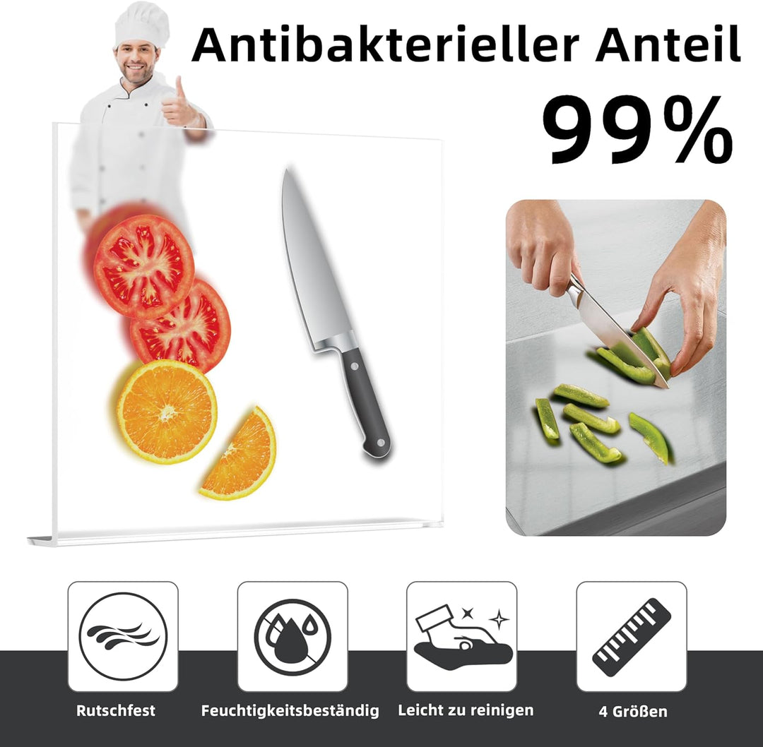 Schneidebrett aus Acryl, Schneidebrett Glas Küchenbrett Durchsichtig, Küchenschneidebrett Arbeitspla