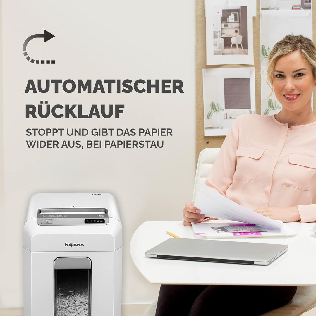 Fellowes Aktenvernichter 12Ms, 12 Blatt Minicut (P4), Papierschredder für Büro, Homeoffice, Schredde