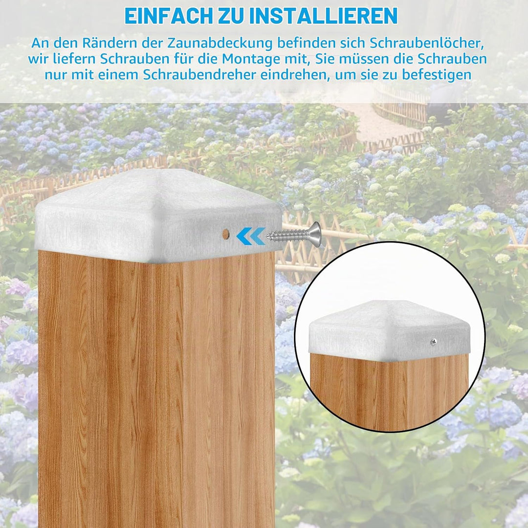 24 Stück Pfostenkappe 7x7 cm, Edelstahl Pfostenkappen, Zaunpfosten Kappen, Pfostenkappe Quadratisch,