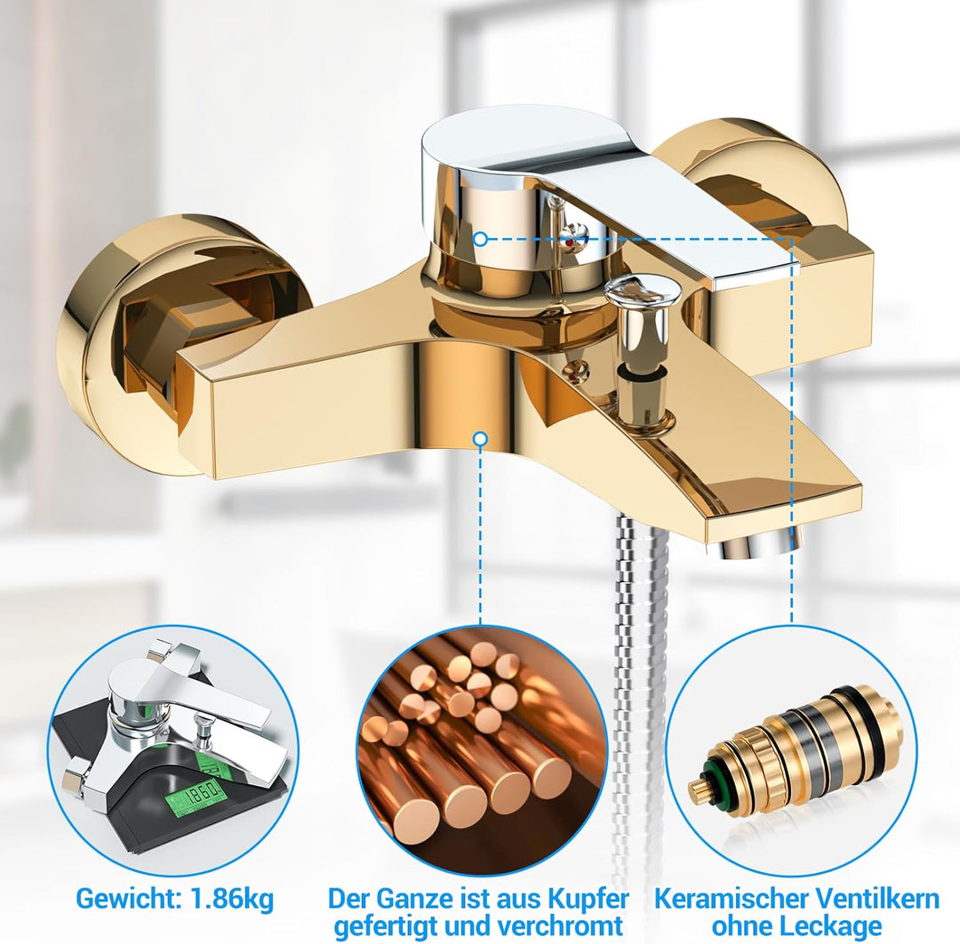 LADOKEE Badewannenarmatur, Wasserhahn Badewanne mit G1/2"-Anschluss, Einhebel Mischbatterie Badewann