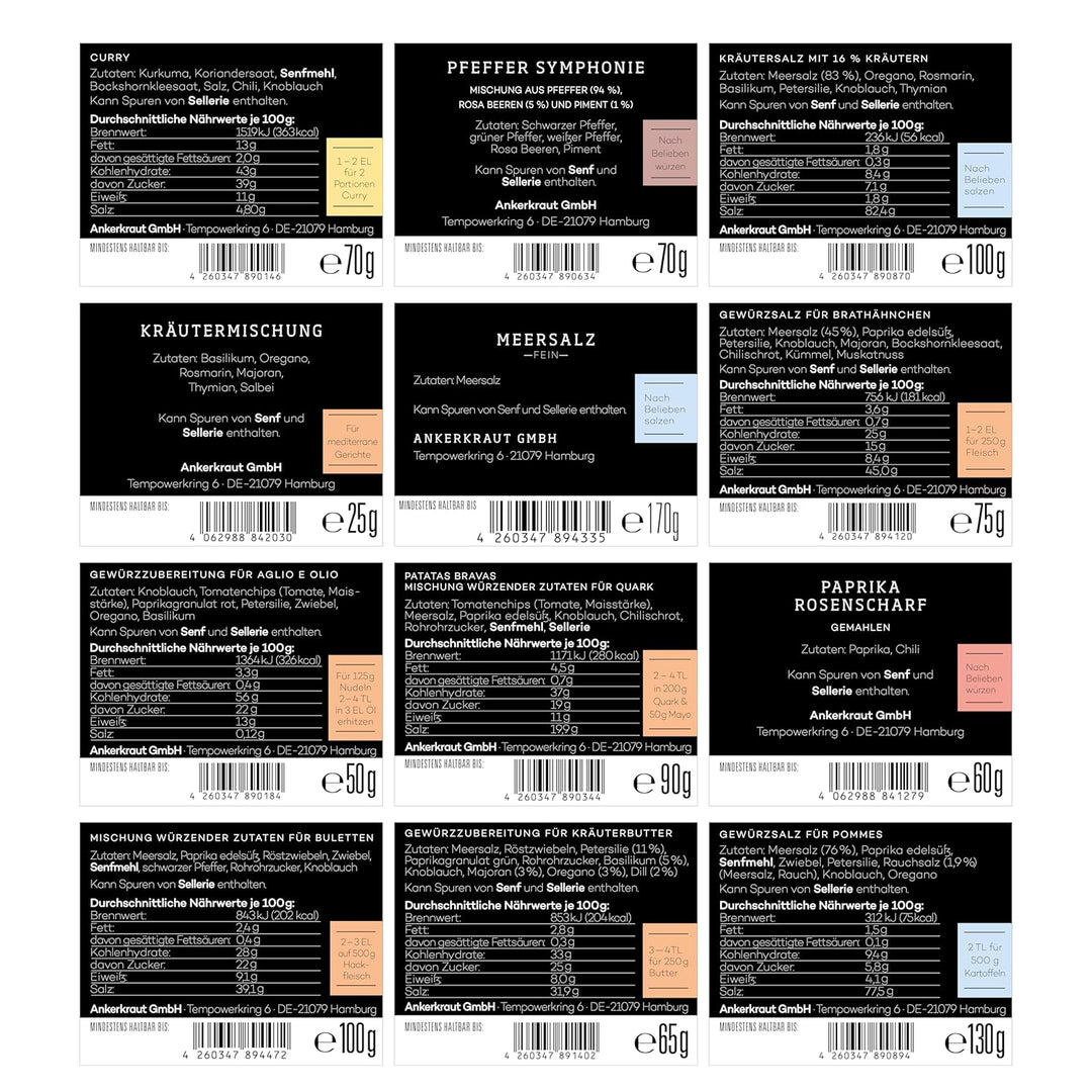 Ankerkraut Gewürze Set mit 12 Gewürzen: Best of Ankerkraut 1, leckere Zutaten für vielfältigen Gesch