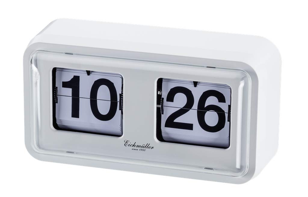 Eichmüller since 1950 Retro Flip Uhr mit Gehäuse - weiss weiss