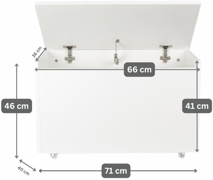 Leomark Holzspielzeugkiste auf Rädern, Höhe: 46 cm, Sitzbank mit Stauraum, Spielzeugkiste mit Deckel