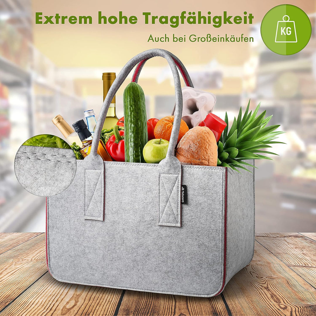 Filztasche - praktische Einkaufstasche - modische Shopping Bag - Einkaufskorb aus Filz - faltbare Tr