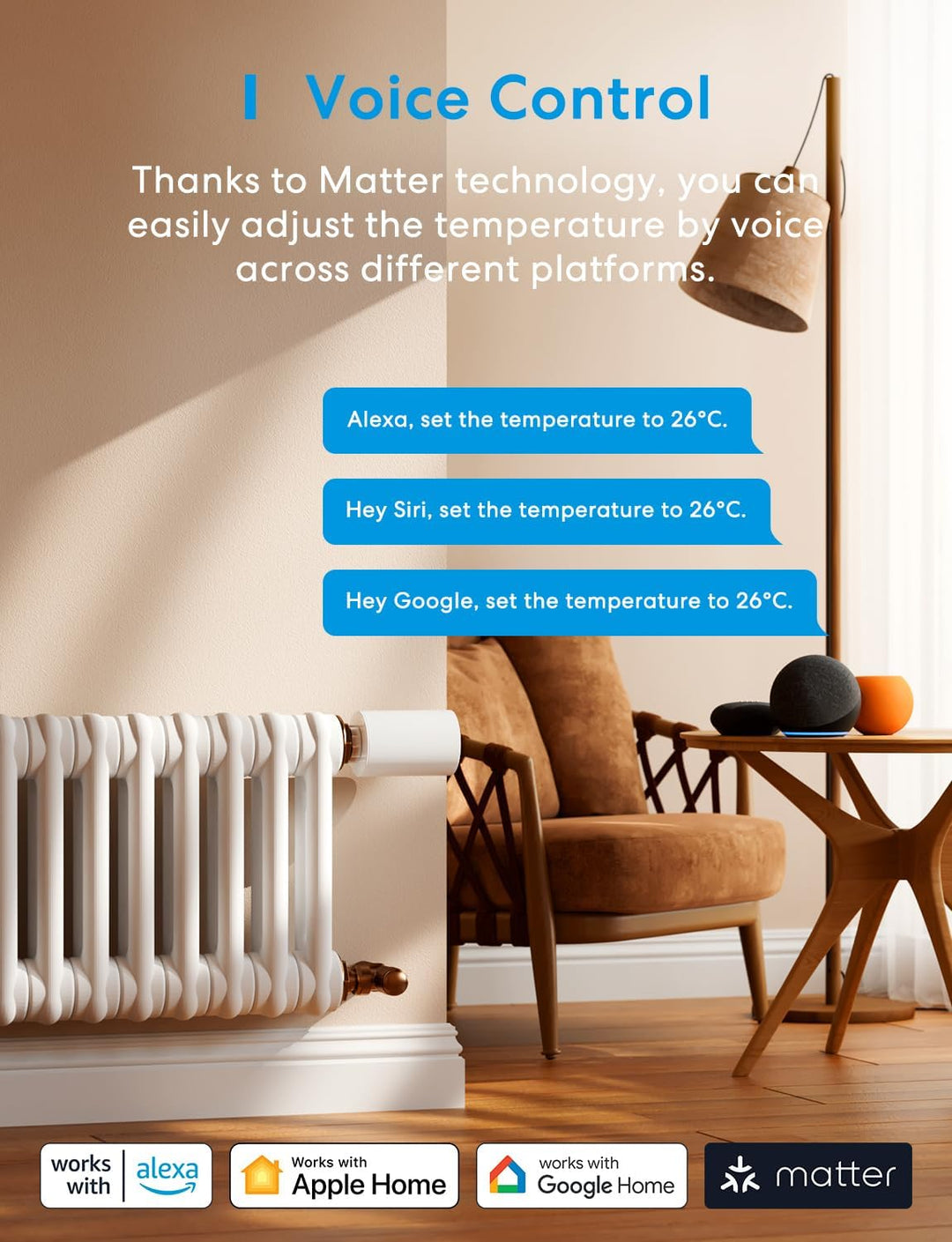 Meross Matter Heizkörperthermostat WLAN Heizungsthermostat benötigt extra Hub Smart Thermostat WLAN