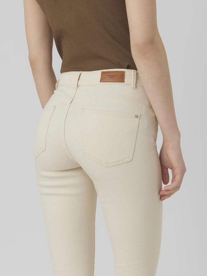VERO MODA Damen Vmalia Mr Skinny Shape Jeans Ecru Noos Top L Ecru, L Ecru
