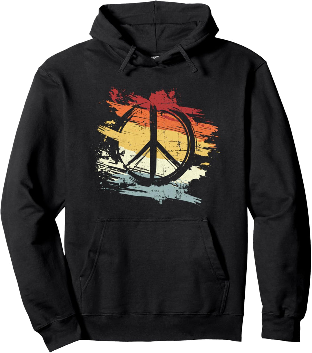 Retro Vintage Design Friedenszeichen Peace Zeichen Pullover Hoodie