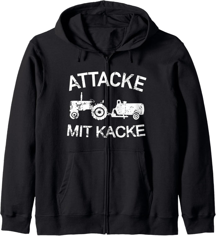 Attacke mit Kacke Traktor Bauer Gülle fahren Güllewagen Kapuzenjacke