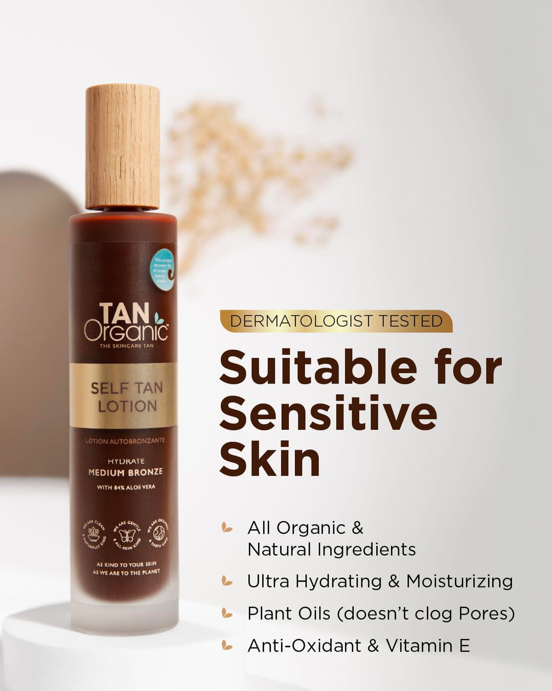 TanOrganic Selbstbräunungslotion, Selbstbräuner Zertifiziert Bio Natürlich Vegan 100ml