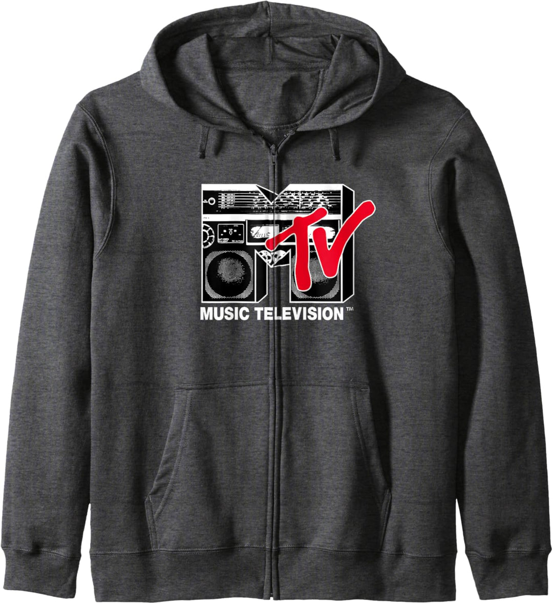 MTV Logo 80's Style Black And White Boombox Kapuzenjacke