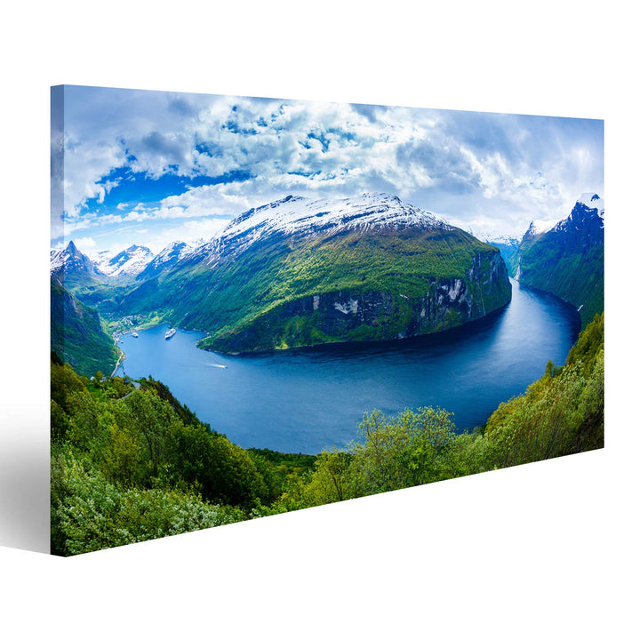 Bild Bilder auf Leinwand Geiranger Fjord schöne Natur Norwegen Wandbild, Poster, Leinwandbild NCG 10