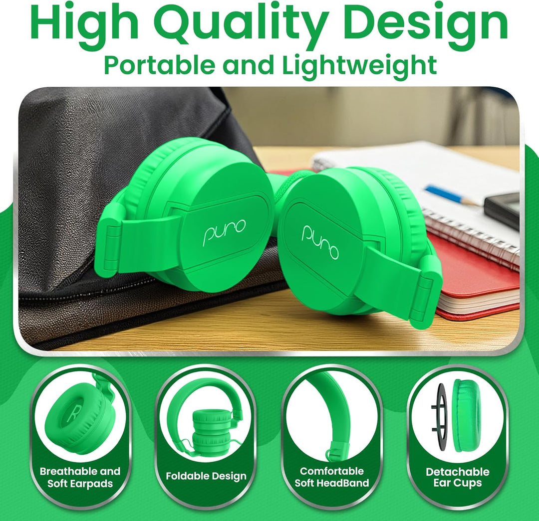 Puro Sound Labs PuroBasic Volume Limiting Wired Headphones for Kids, Boys, Girls 2+ Foldable & Adjus