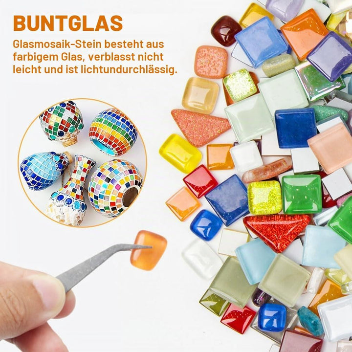 500g Mosaiksteine Bunt Mosaiksteine zum Basteln mit Pinzette Kleine Mini Bunte Glassteine Schmuckste