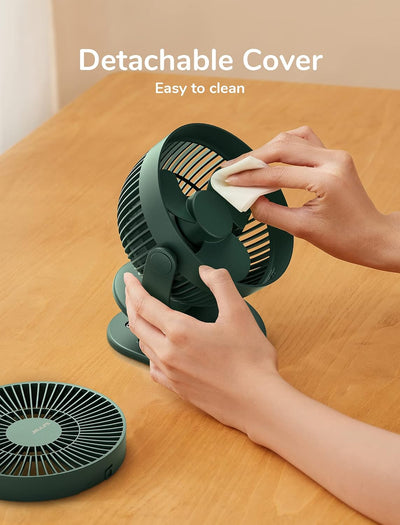 JISULIFE Mini USB Ventilator, Clip Akku Tischventilator Sehr Leise Klein mit 4000mAh Batterie, 4 Ges