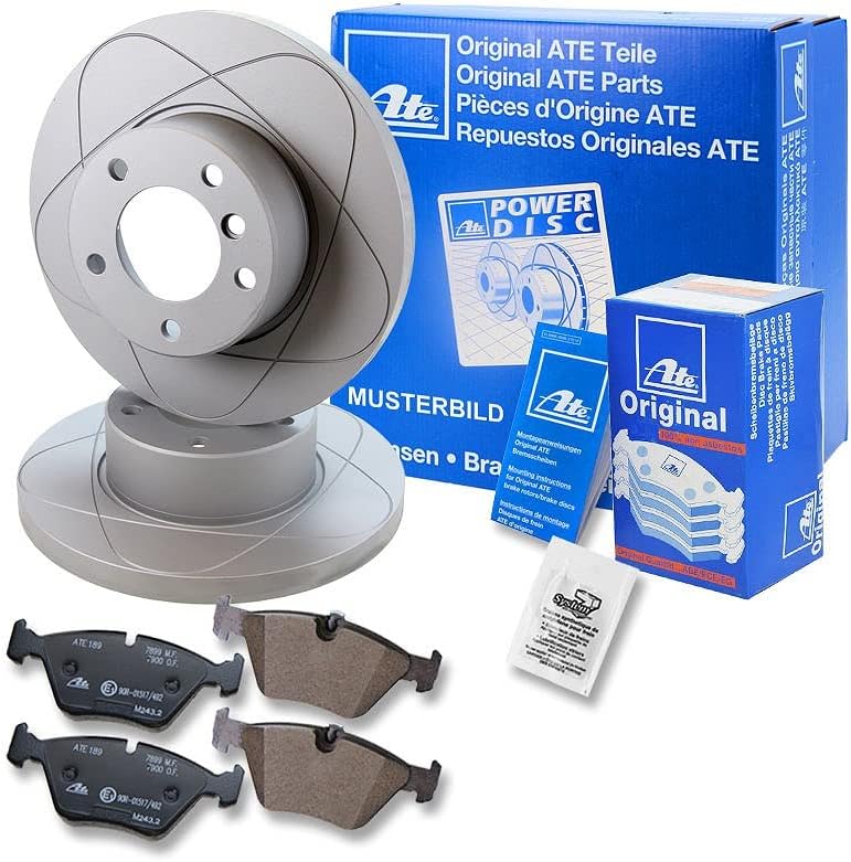 ATE Bremsenset Hinterachse inkl. Power Disc Bremsscheiben Hinten Ø 245 mm Voll und Bremsbeläge Hinte