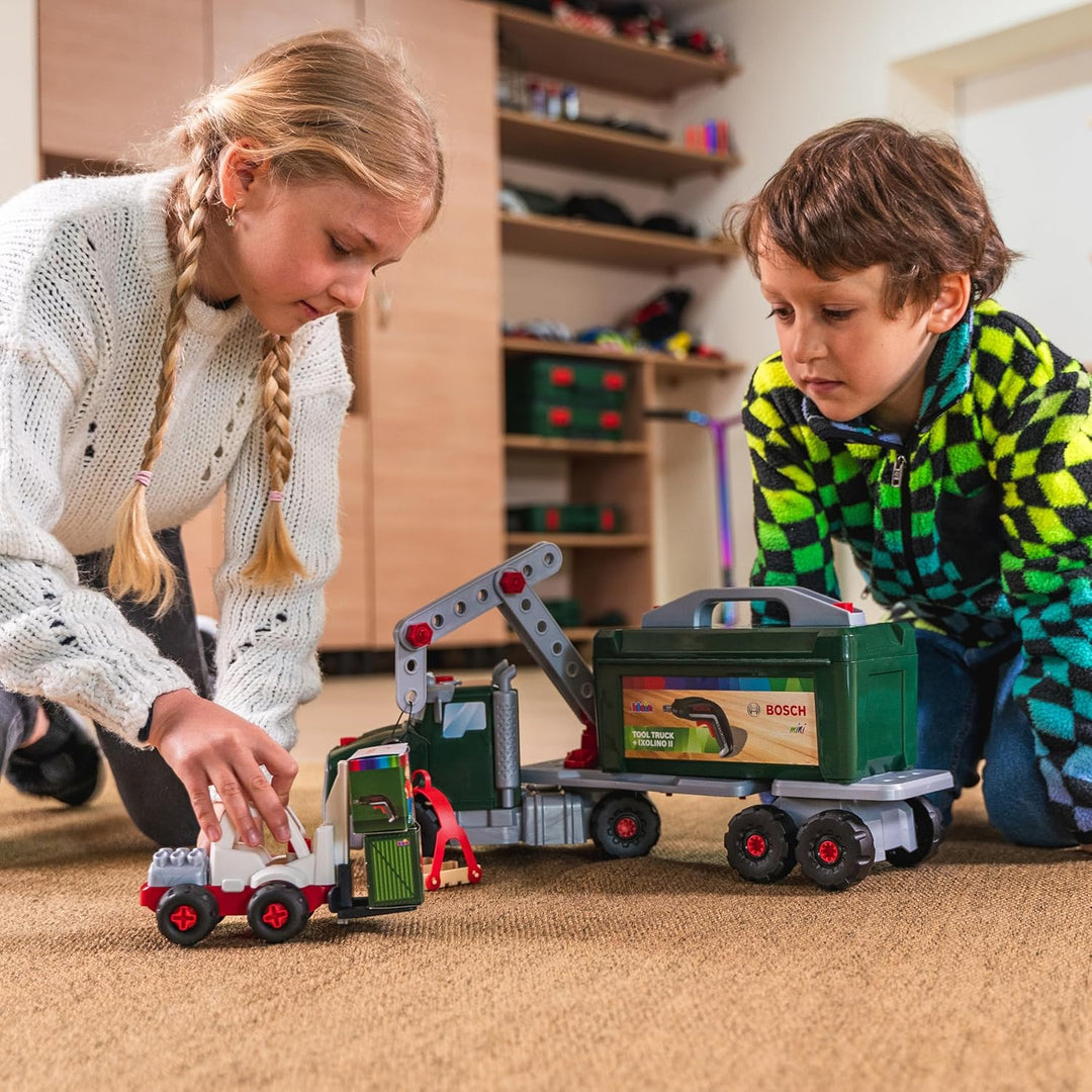 Theo Klein 8640 Bosch Schraubtruck Spiel-Set mit Ixolino I Konstruktions-Spielzeug mit Werkzeug, Gab