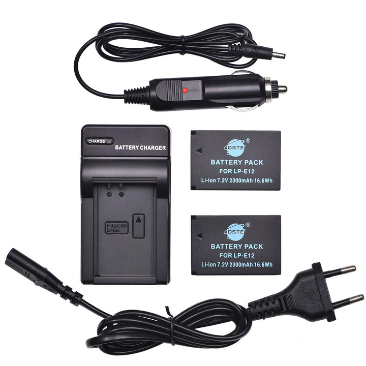 DSTE（2 Pack） Ersatz Batterie und DC136E Reise Ladegerät Kompatibel für Canon LP-E12 EOS M M2 100D Re