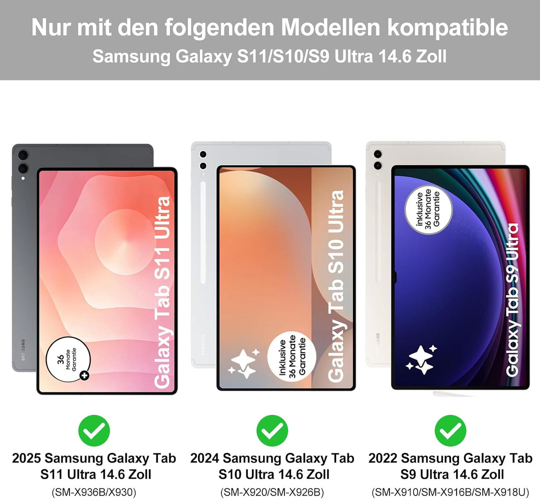 Tastatur für Samsung Galaxy Tab S11 Ultra 14,6 Zoll Beleuchtung, Schwarz | Magnetisch Abnehmbarer Ta