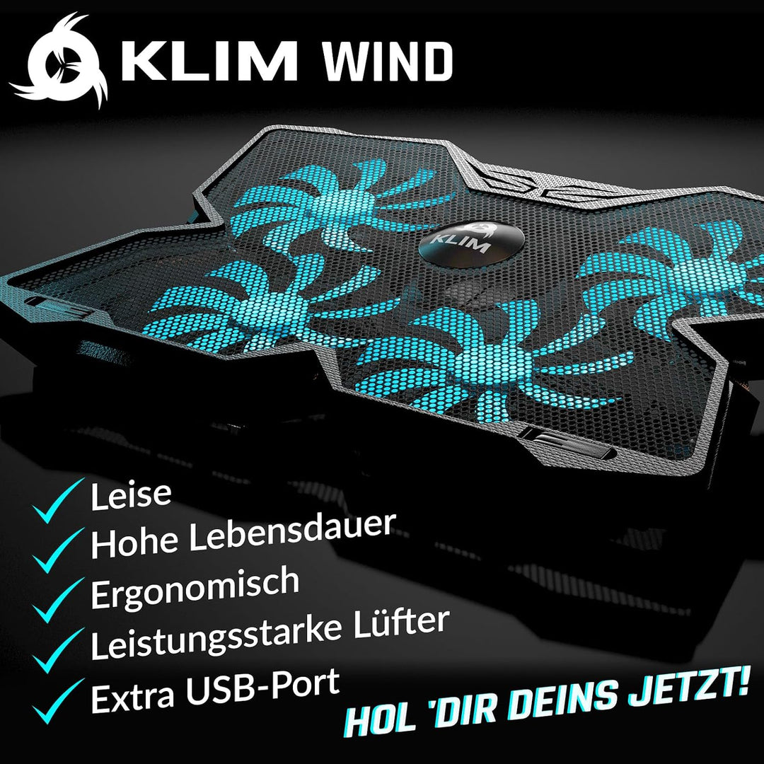 KLIM Wind Laptop Kühler - Mehr als 500 000 verkaufte Einheiten - NEU 2023 - Leistungsstark - Schnell