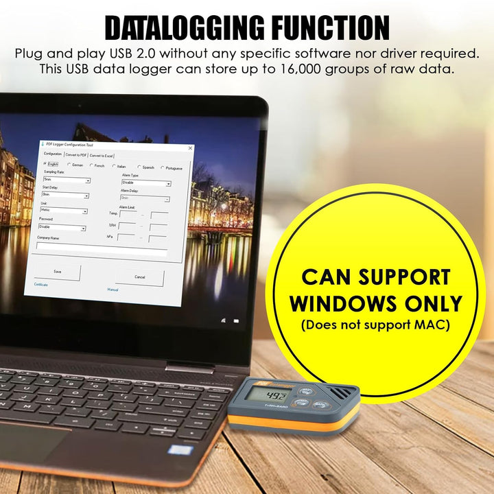 Digitale USB Datenlogger Feuchte/Temperatur/Druck Barometrische Daten Logger Messgerät, Plug & Play,