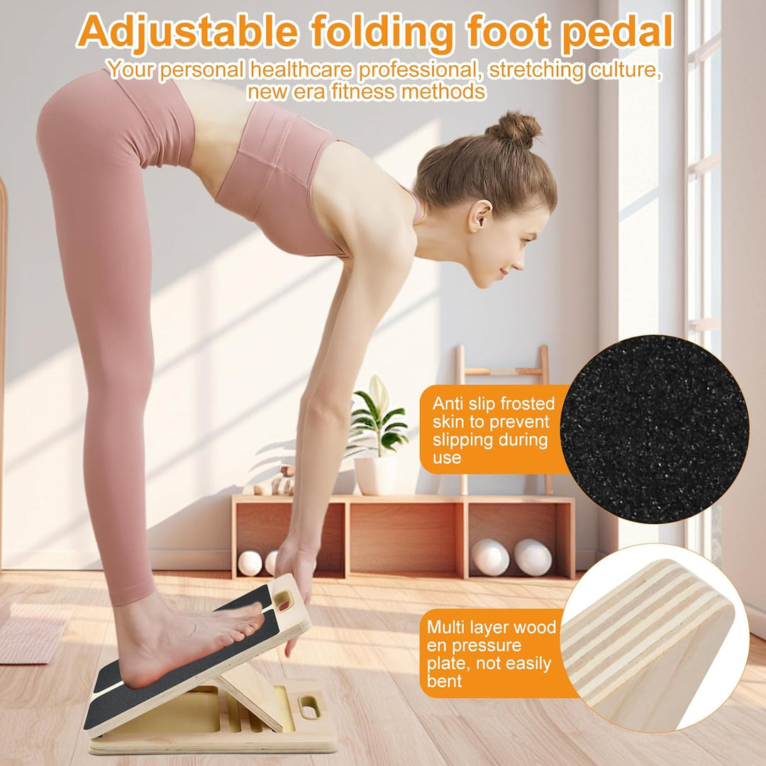 Portable Wooden Slant Board, Balance Board aus Holz für Waden-Stretching &amp; Physiotherapie, Einstellb