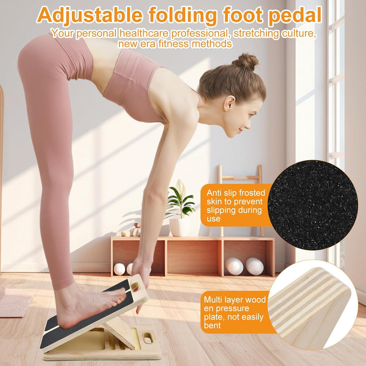 Portable Wooden Slant Board, Balance Board aus Holz für Waden-Stretching &amp; Physiotherapie, Einstellb
