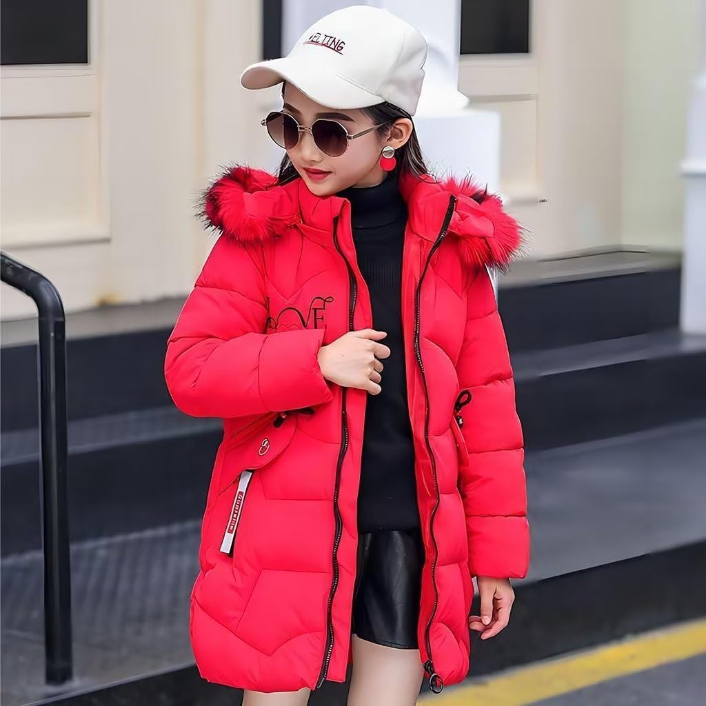 linboo Mädchen Winterjacke Kinder Wintermantel Dicke Steppjacke Lange Warme Parka Baumwolljacke Outd