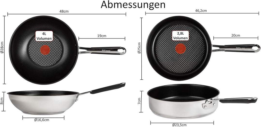 Tefal E30 Jamie Oliver Pfannenset Induktion 5 tlg -SET8- WOK-Pfanne 28 cm tief + Schmorpfanne 25 cm