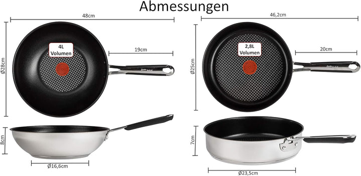 Tefal E30 Jamie Oliver Pfannenset Induktion 5 tlg -SET8- WOK-Pfanne 28 cm tief + Schmorpfanne 25 cm