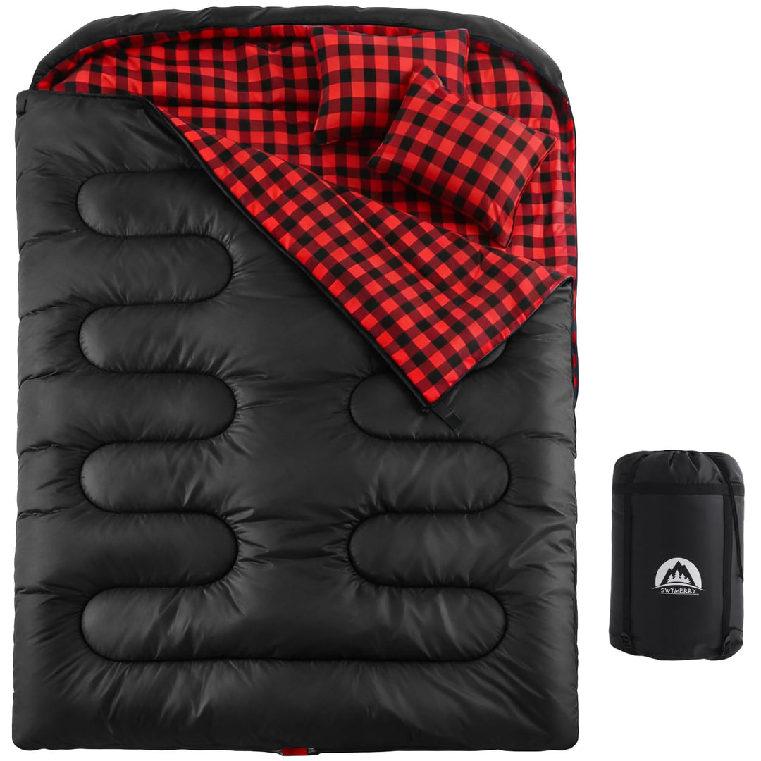 SWTMERRY Camping Doppelschlafsack für Erwachsene - Schlafsack 2 Personen, 230x160cm Deckenschlafsäck