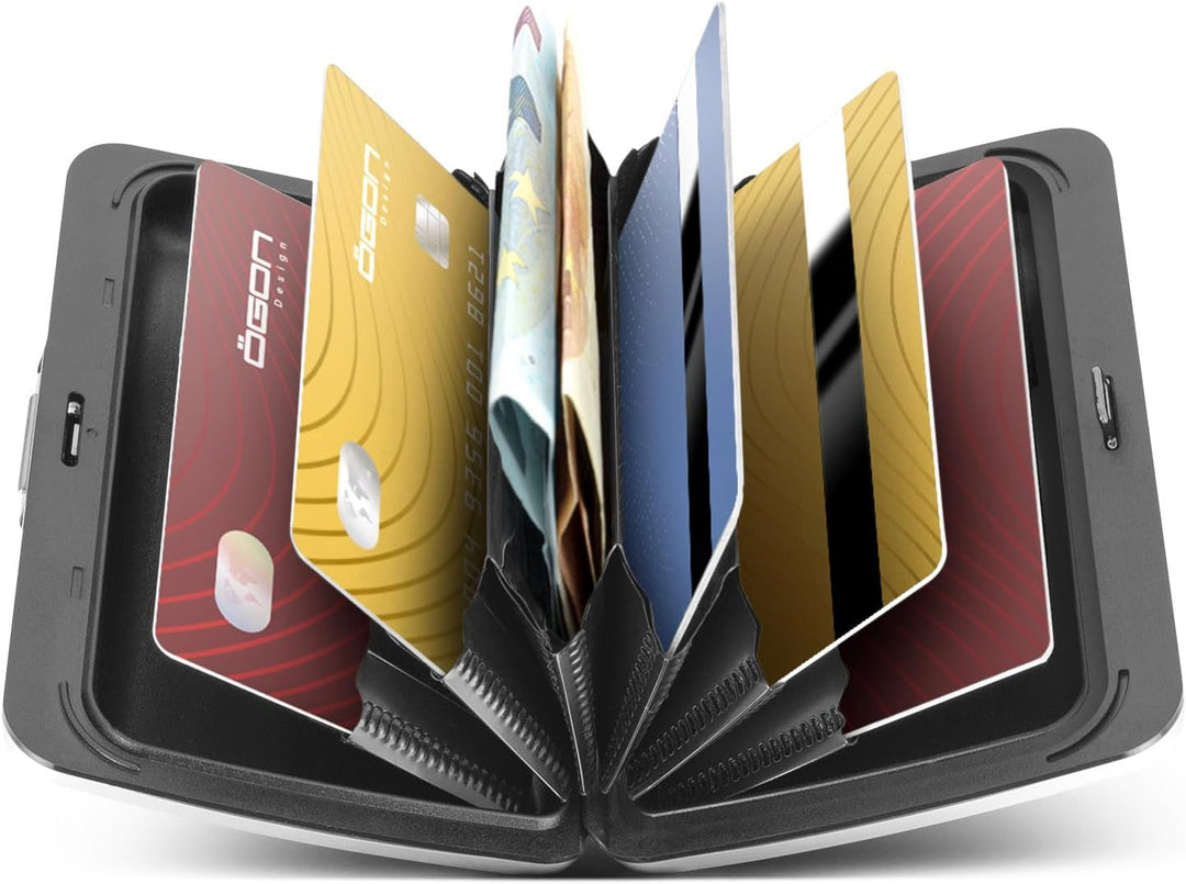 OGON Aluminium Geldbörse Smart Case V2 - Einfache Lagerung - Metallverschluss - Kartenetui mit RFID-