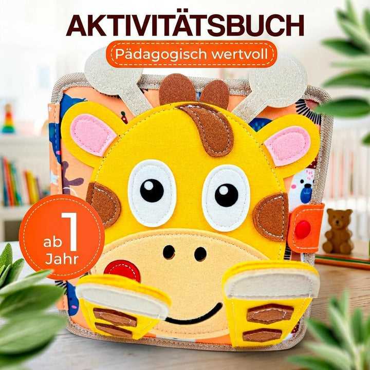 Quiet Book ab 1 Jahr – Montessori Busy Board aus Weichem Filz, Unkaputtbares Stoffbuch für Baby & Kl