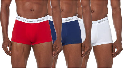 Calvin Klein Herren 3er Pack Boxershorts Low Rise Trunks Baumwolle mit Stretch S White/Red Ginger/Py