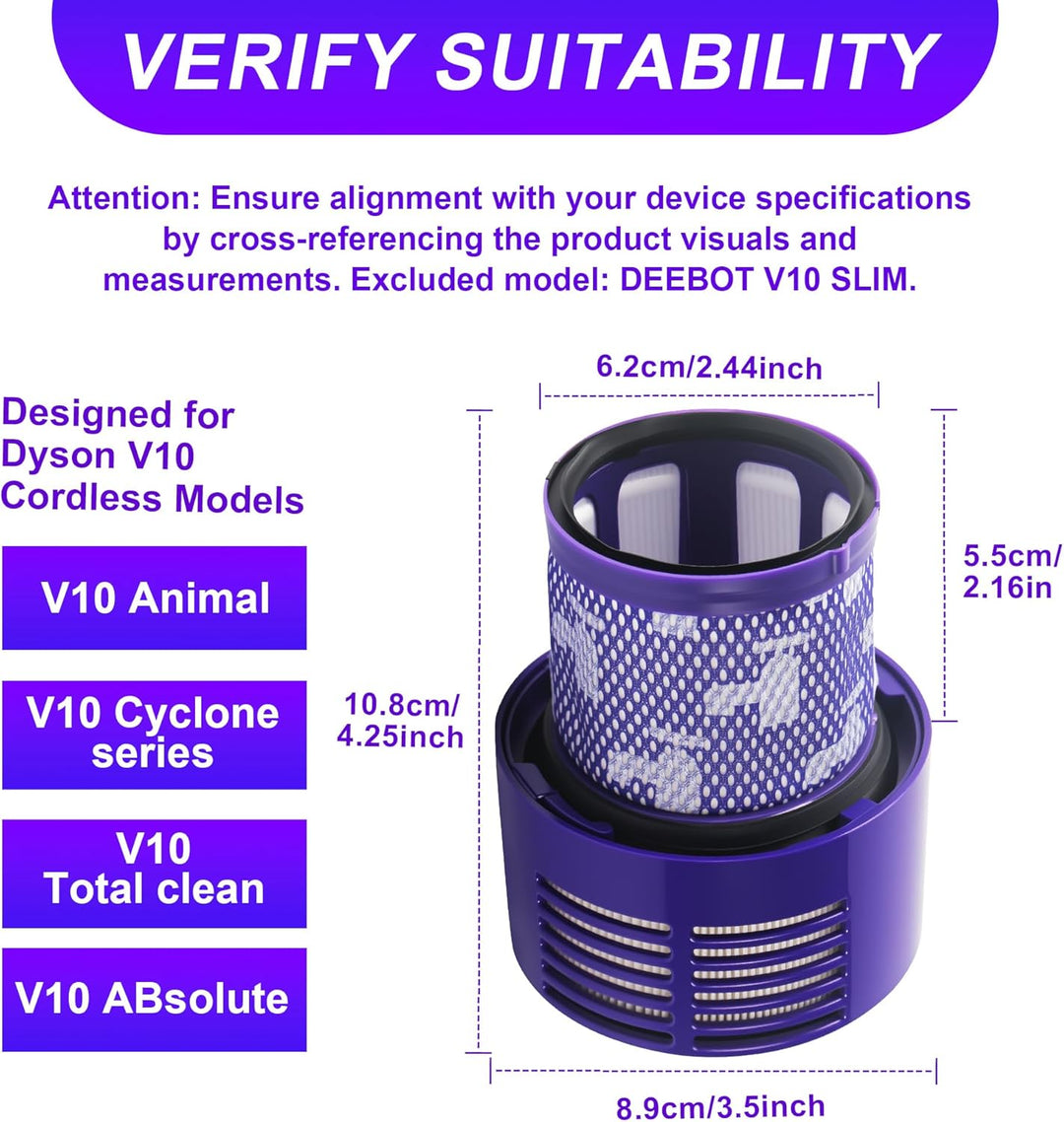 4 HEPA-Filter für Dyson V10 / SV12, kompatibel mit V10 Cyclone, Absolute, Animal, Motorhead, Total C