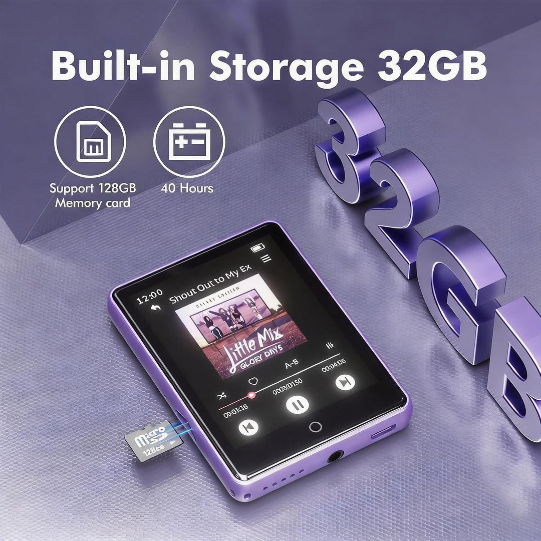 32GB MP3 Player mit Bluetooth 5.3, tragbarer MP3-Player mit Lautsprecher | für Kinder HiFi-Klangqual