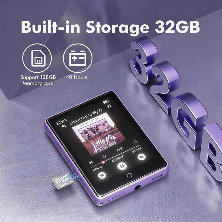 32GB MP3 Player mit Bluetooth 5.3, tragbarer MP3-Player mit Lautsprecher | für Kinder HiFi-Klangqual