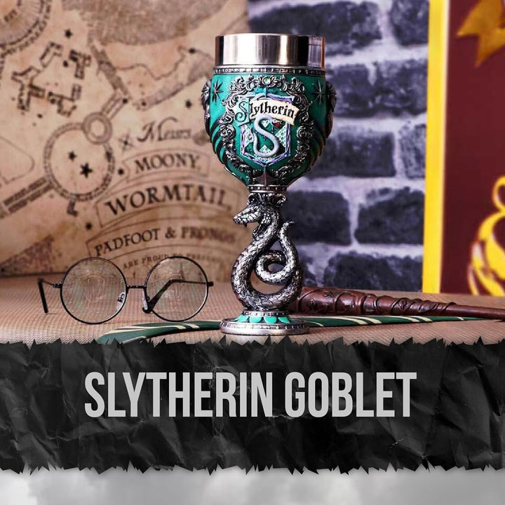 Nemesis Now Harry Potter Slytherin Hogwarts House Collectable Goblet, Harz, Grün Silber, 1.25 picome