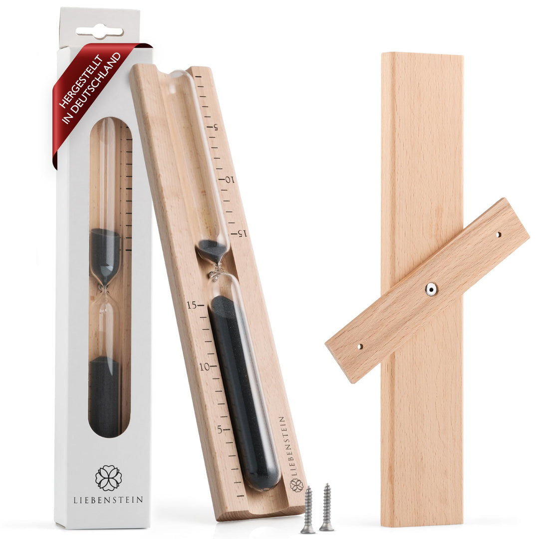 Liebenstein® Sauna Sanduhr - Made in Germany - Hochpräzises Sauna Zubehör aus Buchenholz gefertigt –