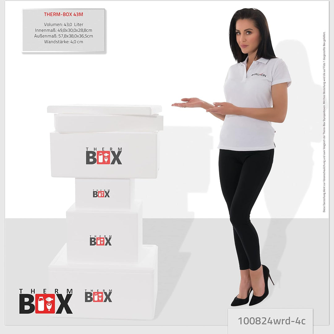 THERM BOX Modularbox 43M mit 4X Kühlakku für Kühlbox 43L Innen: 49x30x28cm Transportbox Thermobehält