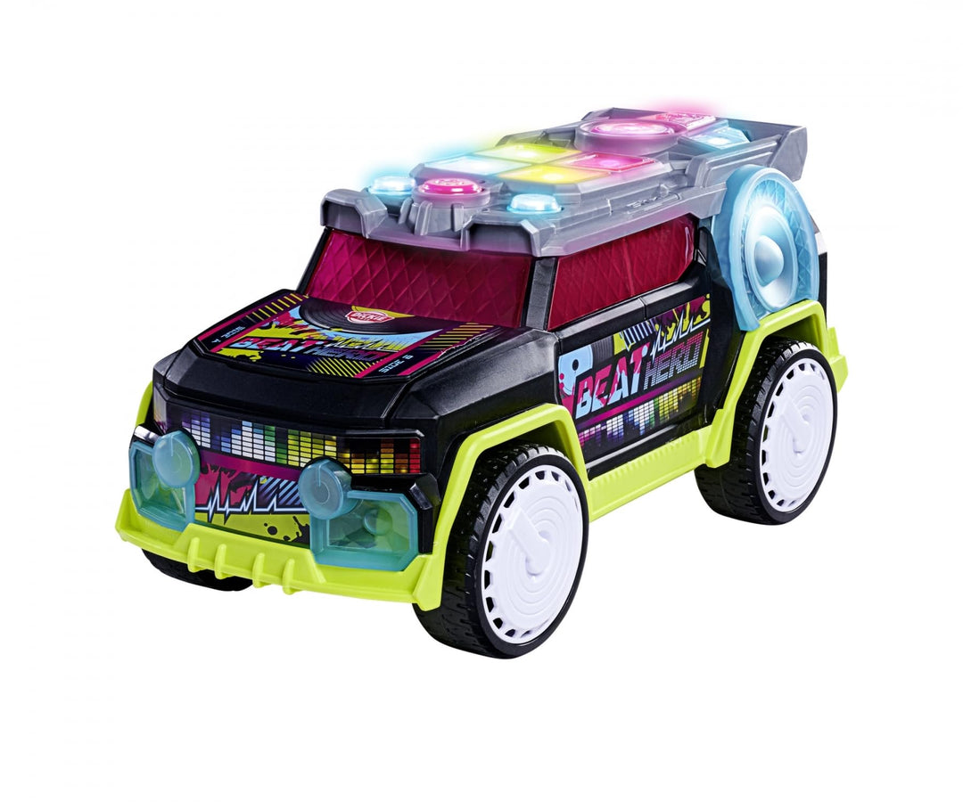 Dickie Toys - Beat Hero Spielzeugauto mit DJ-Pult und 22 Sounds, Auto mit Hip-Hop, Pop und Elektroni